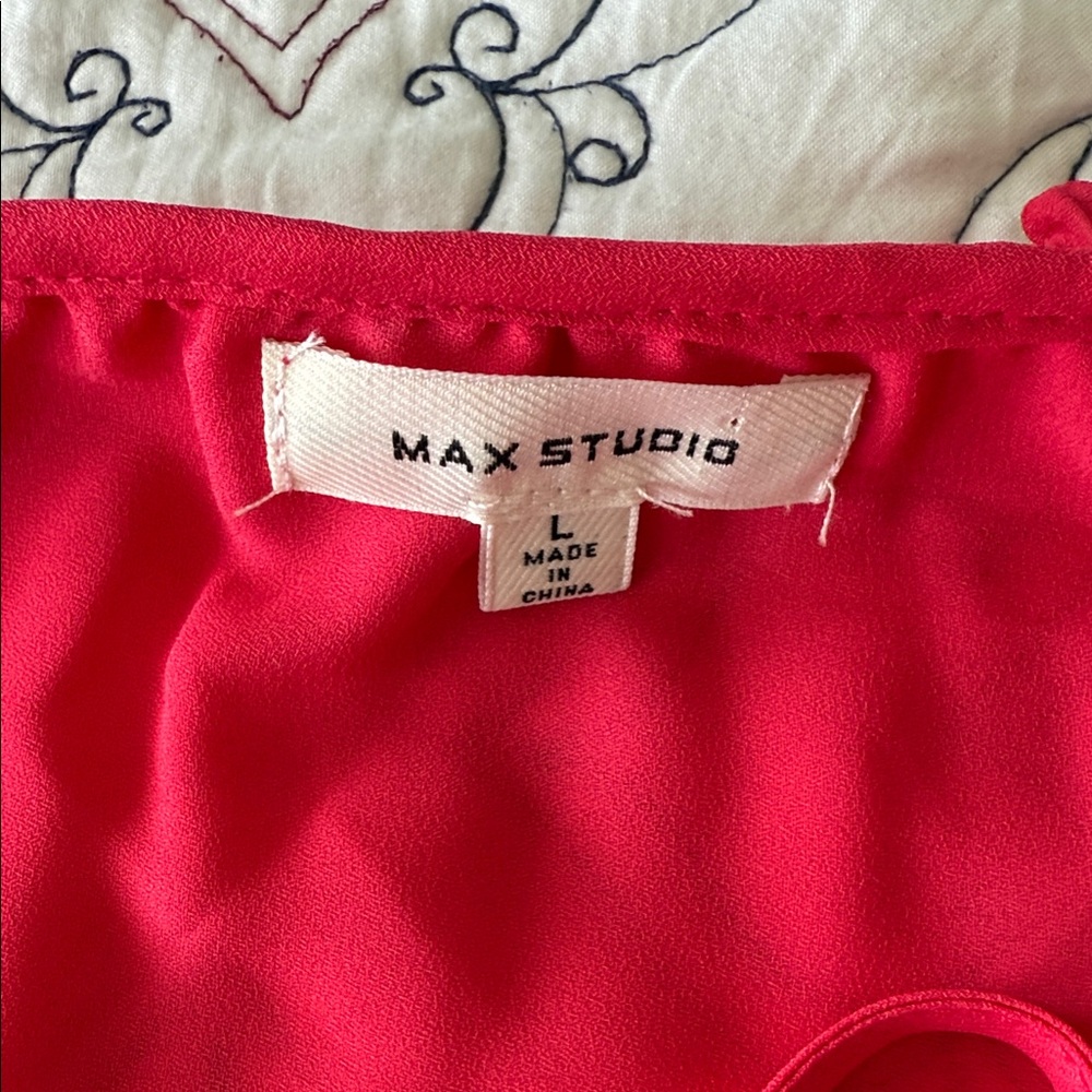 Max Studio Vibrant Pink Ruffled Blouse - Picture 2 of 5